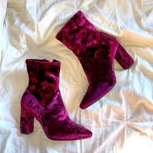 Aerosoles Magenta Crushed Velvet Heeled Boots